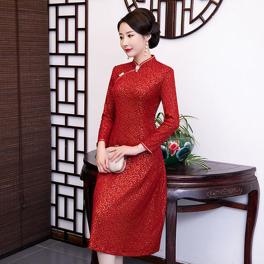 kz20025冬季新款妈妈旗袍改良加绒加厚旗袍裙