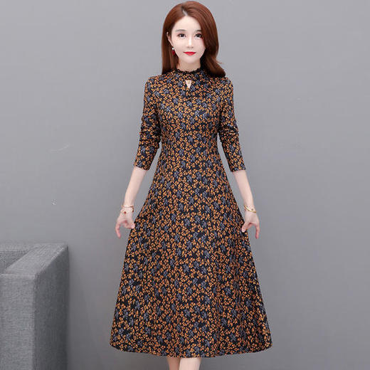 YWE-TYH-7080冬装新款减龄时尚貂绒印花连衣裙 商品图3