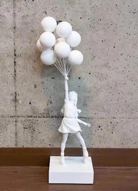 Banksy Flying Balloons Girl黑色红气球女孩