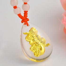 金如意吊坠金镶玉白水晶送女友闺蜜节日生日礼物