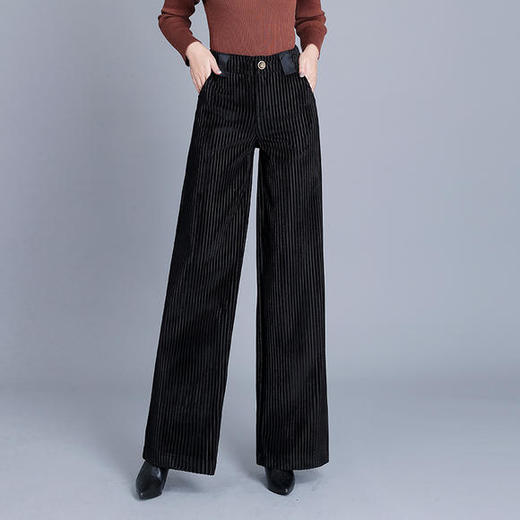 HT-BM-A110-8036-5101秋冬新款加绒金丝条绒拖地阔腿裤 商品图4