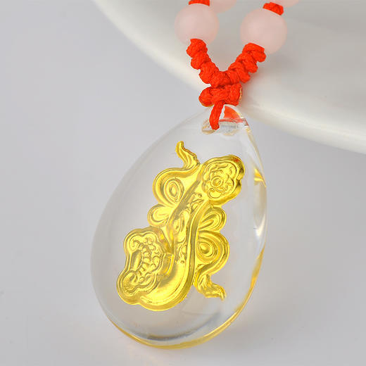 金如意吊坠金镶玉白水晶送女友闺蜜节日生日礼物 商品图2