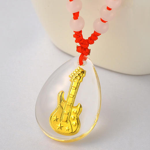 金色琴弦吊坠金镶玉白水晶送女友闺蜜节日生日礼物 商品图1