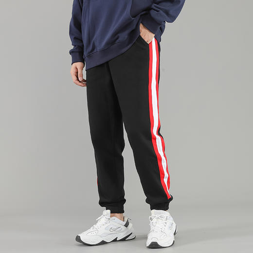 2512 简约拼条束脚卫裤男