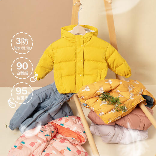 【部分颜色预售15天发货】咕噜日记男女童加厚款羽绒服DZW010  甄选90白鸭绒 杜邦三防面料 商品图2