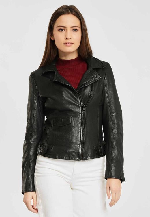 德国Gipsy猎皮仕 女士时尚潮流修身短款机车夹克黑色 商品图3