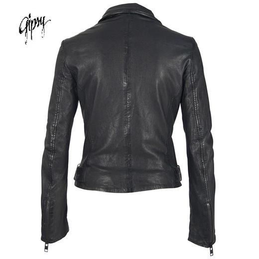 德国Gipsy猎皮仕 女士时尚潮流修身短款机车夹克黑色 商品图1