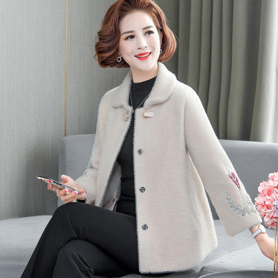 xxym 6266气质妈妈秋冬装短款水貂绒外套40岁50中年女洋气高贵