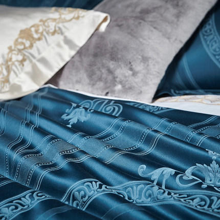 罗卡芙   100支全棉贡缎色织大提花四件套/威斯利花园【赠：米兰达大豆冬被+指定款枕芯】 商品图3