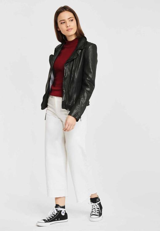 德国Gipsy猎皮仕 女士时尚潮流修身短款机车夹克黑色 商品图2