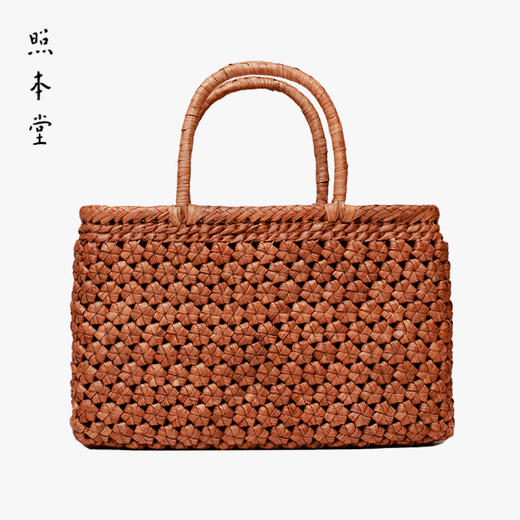 葡萄藤宽版六角花手编包手提包 商品图0