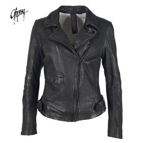 德国Gipsy猎皮仕 女士时尚潮流修身短款机车夹克黑色