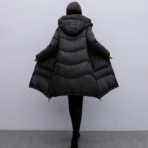 WZNH-XX7717冬季新款简约时尚保暖宽松优雅气质中长款连帽棉衣 商品图3