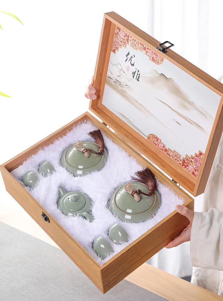 优雅茶具组合一套75元一件8套一件600元两陶瓷共可装半斤4杯一壶本