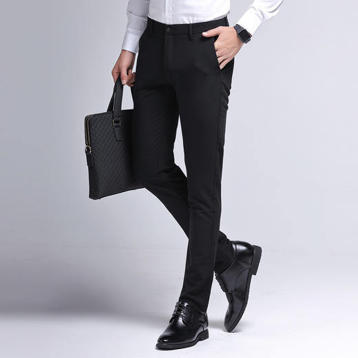 DET-9808西裤男修身型黑色西装裤商务休闲小直筒长裤 商品图1