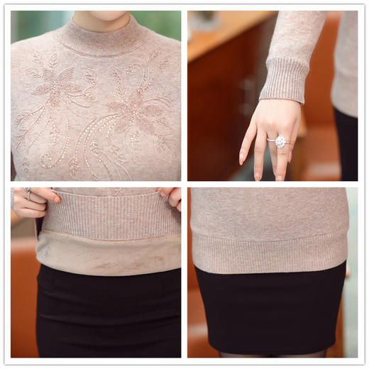 YMS-NSF6103加绒加厚毛衣女中老年人服装妈妈装冬季打底衫奶奶装保暖上衣 商品图3