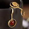 高档S925纯银南红玛瑙几何镀金耳钩气质复古原创耳饰 CW85-22 商品缩略图2
