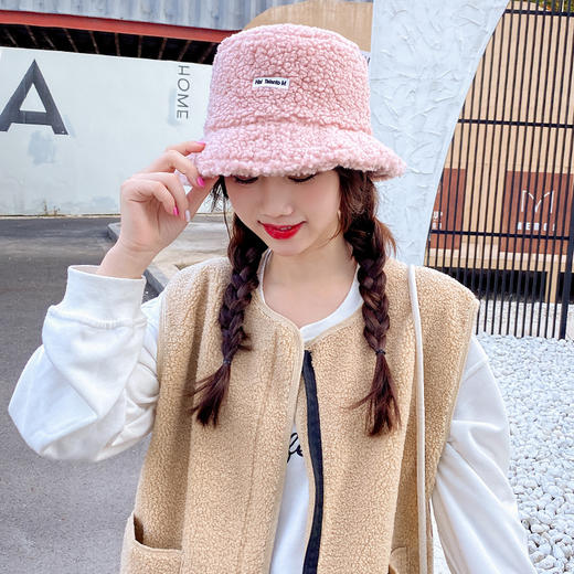 网红款帽子女秋冬韩版潮羊羔绒渔夫帽日系百搭适合冬季羊羔毛冬天 商品图2