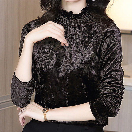 金丝绒打底衫女长袖2020秋冬新款女士t恤小衫内搭气质女人味上衣oln