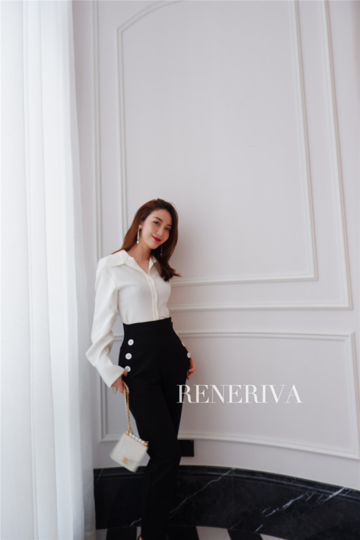 reneriva新款女装白色衬衫