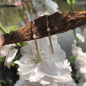 Vermeer日本Akoya海水珍珠14K包金精致婉约耳畔灵动耳勾耳坠3mm