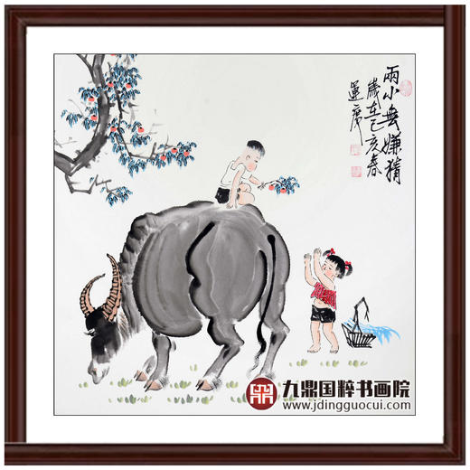 吴运广《忆童年》68cm*68cm*4 人物斗方作品 客厅/茶室挂画 商品图9