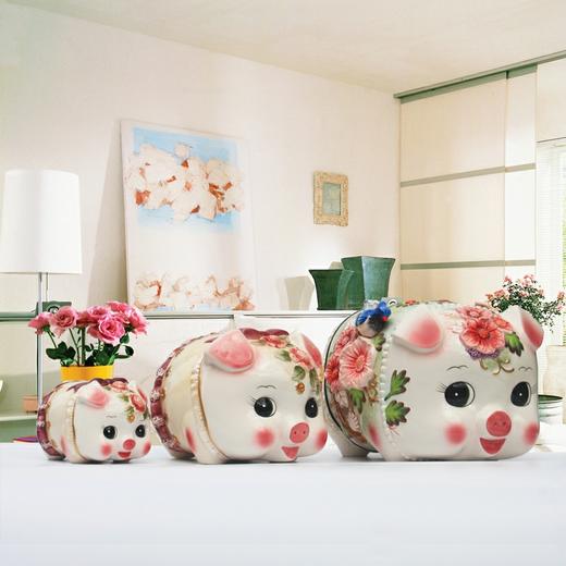 E-TC-D3315/3363 花猪猪存钱罐  釉上九彩 商品图3