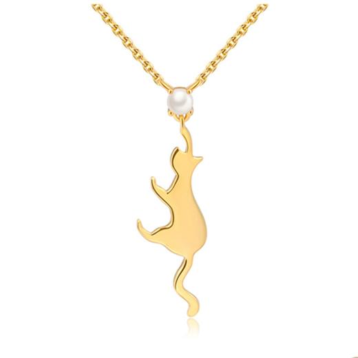 Vermeer日本akoya海水珍珠项链灵动猫咪925银3mm 商品图3