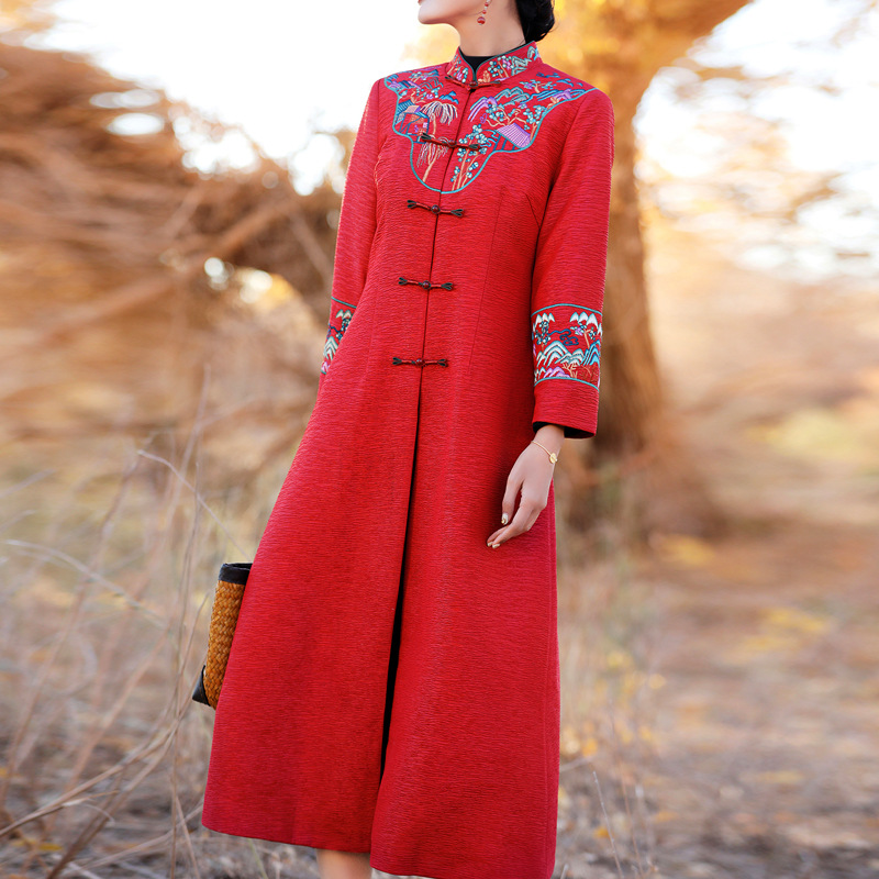 上海旗袍厂flzd-99626唐装女秋冬复古上衣女中国风大衣2020年新款长款
