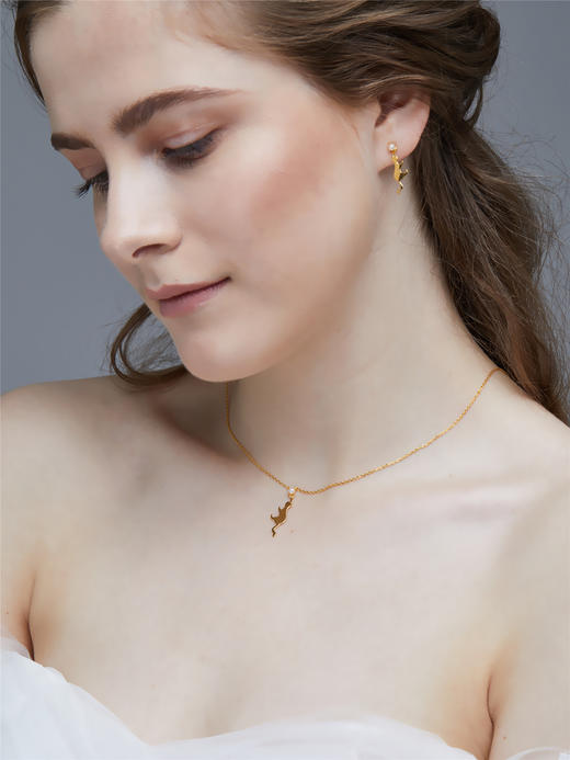 Vermeer日本akoya海水珍珠项链灵动猫咪925银3mm 商品图2