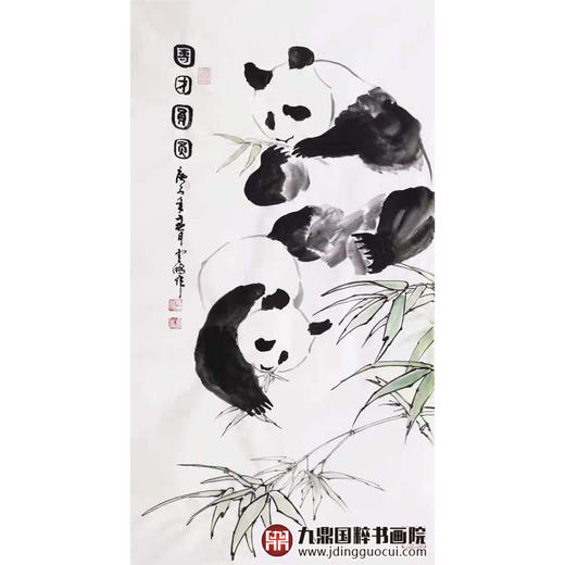 高云鹏《团团圆圆》68*138cm 动物竖幅作品 玄关挂画 商品图1