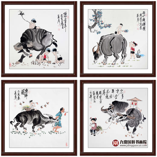 吴运广《忆童年》68cm*68cm*4 人物斗方作品 客厅/茶室挂画 商品图2