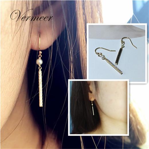Vermeer日本Akoya海水珍珠14K包金精致婉约耳畔灵动耳勾耳坠3mm 商品图3