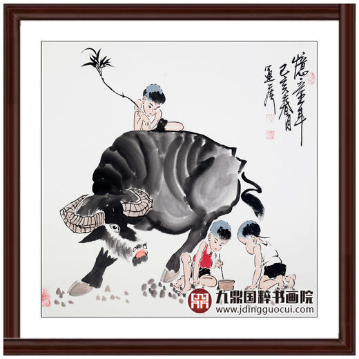 吴运广《忆童年》68cm*68cm*4 人物斗方作品 客厅/茶室挂画 商品图6