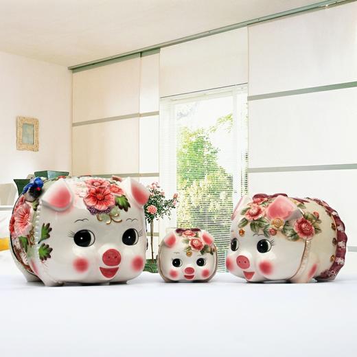 E-TC-D3315/3363 花猪猪存钱罐  釉上九彩 商品图2