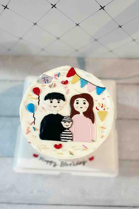 手绘一家三口 下单前请仔细阅读商品详情