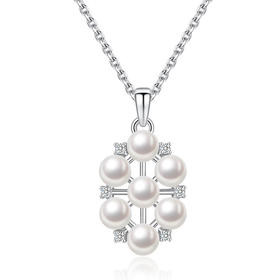 Vermeer日本Akoya海水珍珠925银公主方形项链3mm