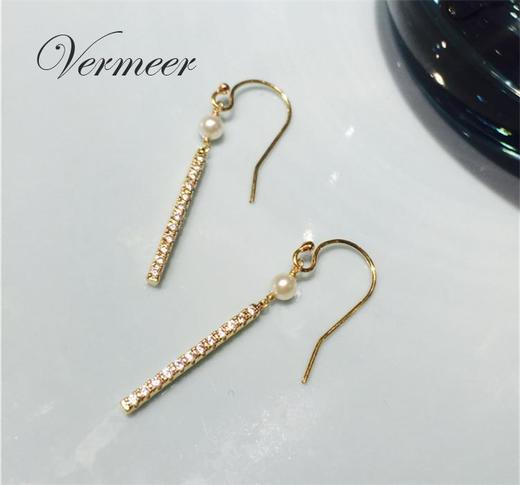 Vermeer日本Akoya海水珍珠14K包金精致婉约耳畔灵动耳勾耳坠3mm 商品图1