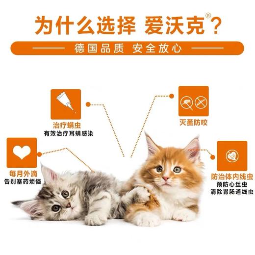 德国进口 拜耳爱沃克4-8kg猫咪体内外驱虫滴剂3只装 商品图1