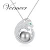 vermeer大溪地海水黑灰珍珠奢华大气豹头款925银吊坠项链11-12mm 送妈妈 商品缩略图0
