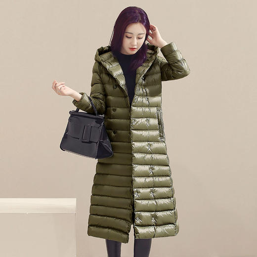 WZNH-XMR1624冬季暗扣连帽纯色直筒羽绒服 商品图2