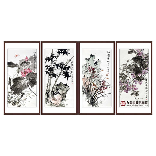 刘彩芬《清》《慎》《勤》《忍》50cm*100cm*4 花鸟竖幅作品 客厅/书房/茶室/餐厅挂画 商品图1