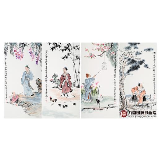 柴发林《禅悟人生四境图》50cm*100cm*4 人物四条屏作品 客厅/茶室挂画 商品图2