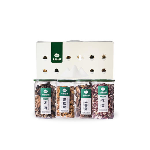 大唐山臻【原生种山臻特产4件套】土香菇、姬松茸、原生种木耳、原生种花豆
 商品图0
