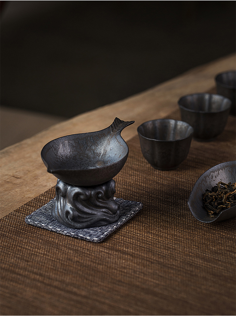 木笙玩物 个性陶瓷茶滤日式创意茶漏托套装办公室功夫茶具配件茶隔