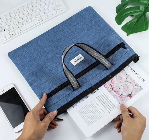 手提文件袋双层帆布袋男女士商务资料袋会议包公文包LOMBOK  LK-5180 黑色 商品图10