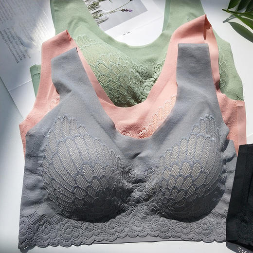 【爆款】泰国乳胶4.0升级版分体水滴杯蕾丝睡眠内衣无钢圈背心式文胸 商品图2