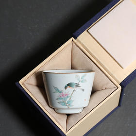 茶杯-陶瓷品茗杯-手绘牡丹喜鹊中国风主人杯 礼盒装