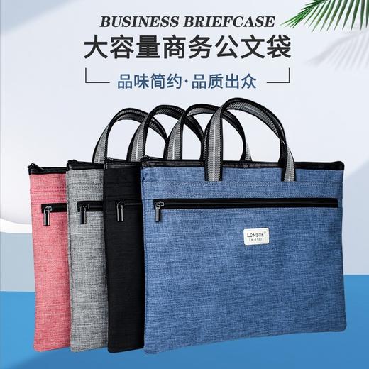手提文件袋双层帆布袋男女士商务资料袋会议包公文包LOMBOK  LK-5180 黑色 商品图2