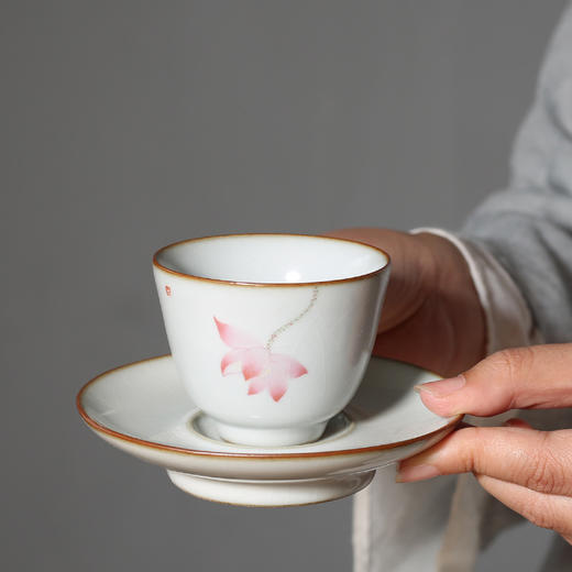 茶杯-陶瓷品茗杯-陶瓷手绘莲花主人杯 商品图2